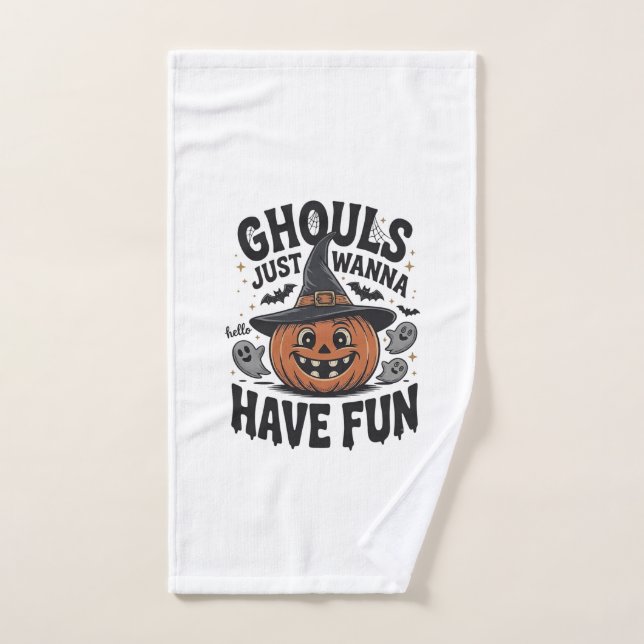 Les goules veulent juste s'amuser Halloween Citrou (Serviette à main)
