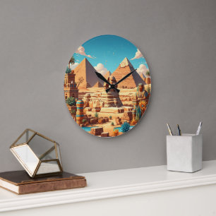 Les grandes pyramides et la sphinx Horloge murale