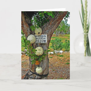 les hippies utilisent la carte de voeux de porte l
