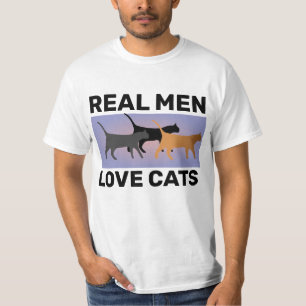LES HOMMES VRAIS AIMENT LES CHATS, T-SHIRTS POUR H
