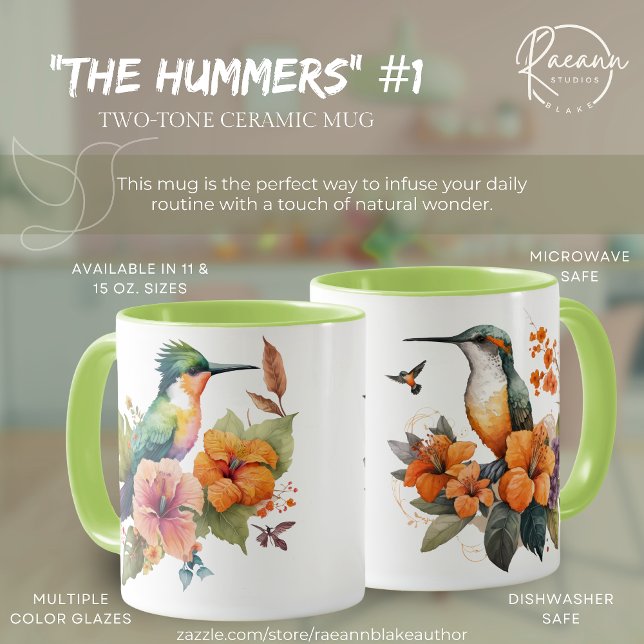 "Les Hummers" #1 Mug en céramique pour colibris (Créateur téléchargé)