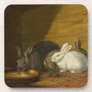 Les lapins mangent des Dessous de verre d'art