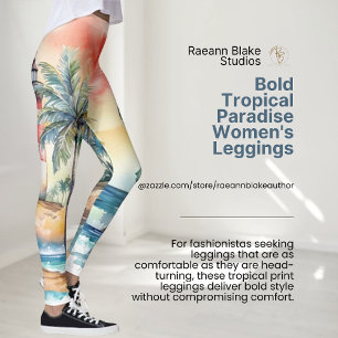 Les Leggings Féminins du paradis tropical audacieu