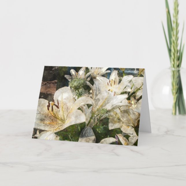 Les lis blancs Pâques fleurit la carte d'art (Devant)