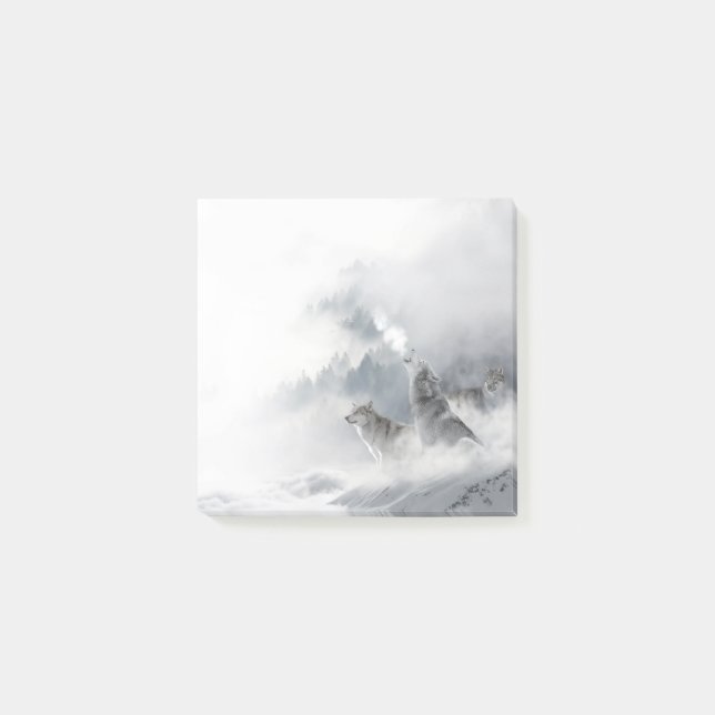 Les loups d'hiver hurlant des notes post-it (Devant)