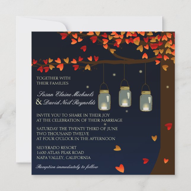 Les lucioles de Mason Jar Invitation au mariage d' (Devant)