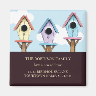 Les maisons d'oiseaux colorées | Nouveau Magnet de