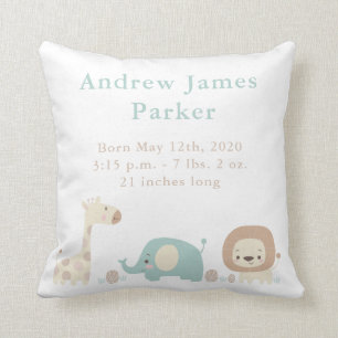 Les mignons animaux de la jungle Baby Boy Coussin
