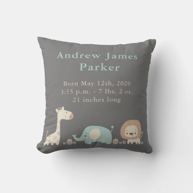 Les mignons animaux de la jungle Baby Boy Coussin (Recto)