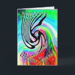 Les miracles arrivent les cartes de Chanukah<br><div class="desc">"Miracles Happen" Tourbillon de couleur tourbillonnant avec une menorah tourbillonnante. Cartes Chanukah personnalisées - customisez votre propre salutation à l'intérieur. L'art à l'intérieur et à l'extérieur.</div>