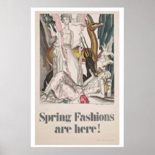 Les Modes de Printemps Sont Là Affiche Art Déco Vi