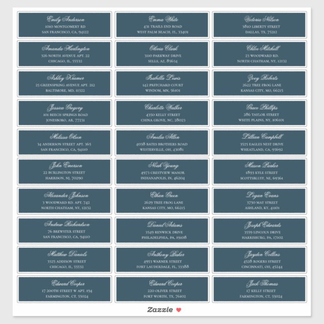 Les noms des invités de la Marine. étiquettes mari (Feuille)