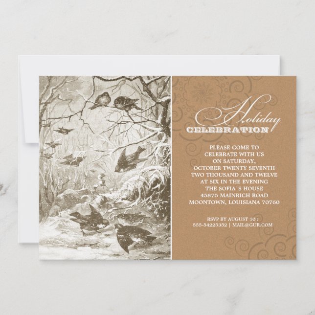 Les oiseaux vintages dessinent des invitations de  (Devant)