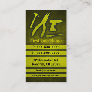 Les outils jaunes grondent les cartes de visite pe