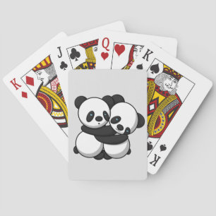 Les Pandas Accrochent Les Cartes De Jeu