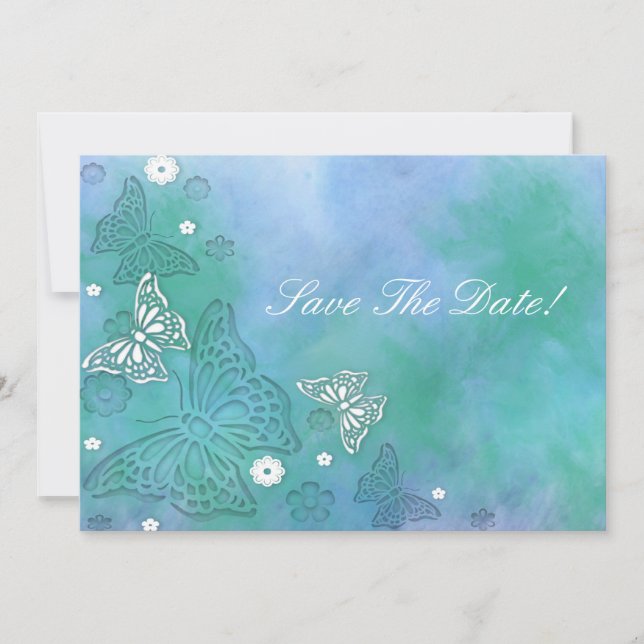 Les Papillons Sauvegardent La Date Invitation (Devant)