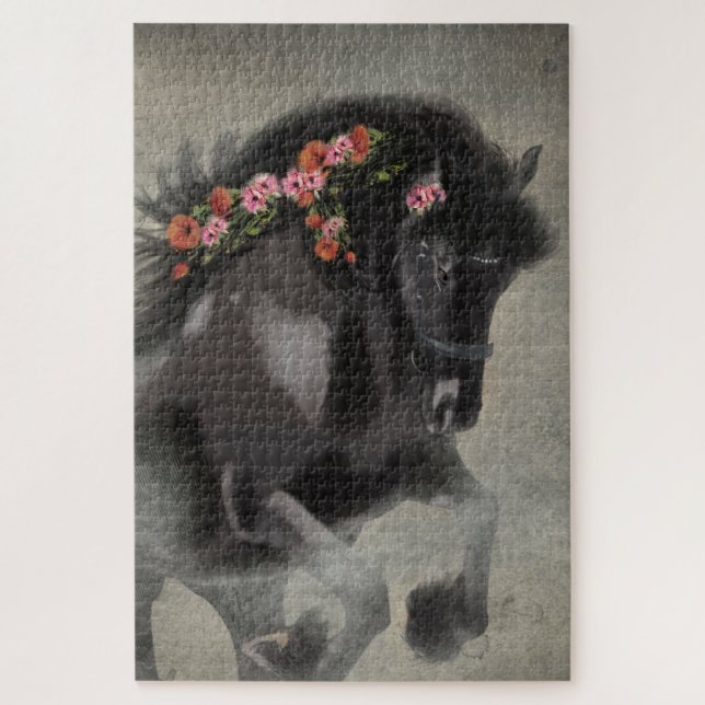 Les pavots et le friésien - Puzzle (Vertical)