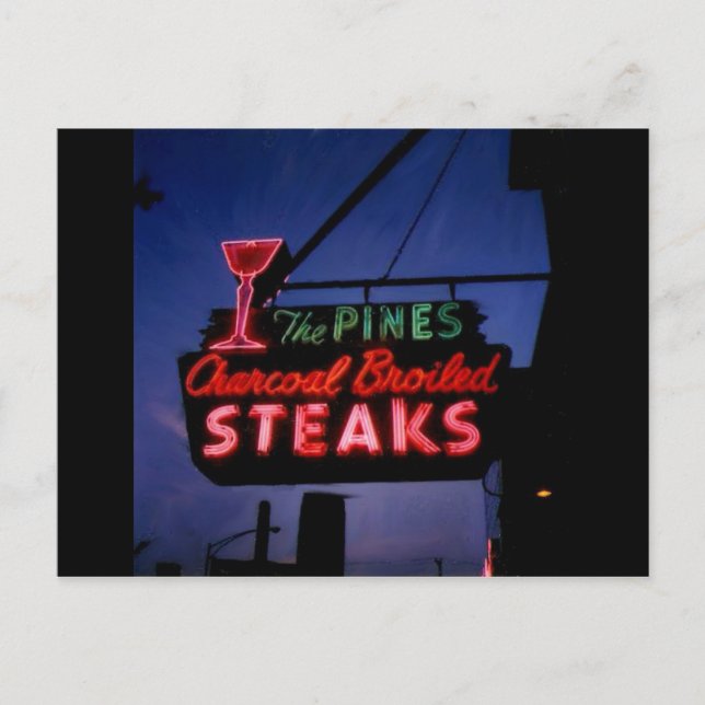 Les Pins, Forest Park Il. Carte postale Neon vinta (Devant)
