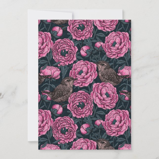 Les pivoines et les brins sur gris foncé (Devant)