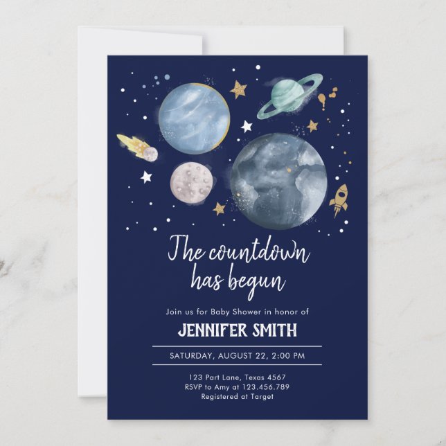 Les planètes spatiales Boy Baby shower Invitation (Devant)