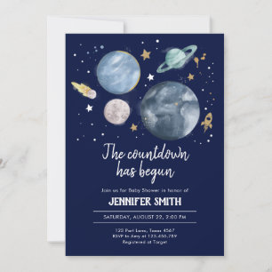 Les planètes spatiales Boy Baby shower Invitation
