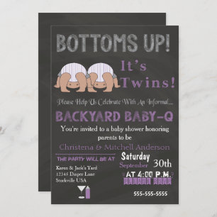 Les plus bas Twins Baby-Q Baby shower Invitation