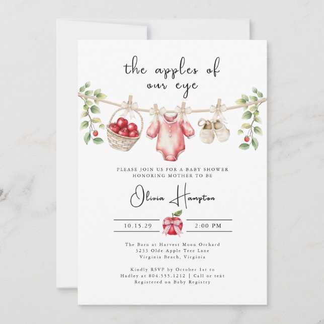 Les pommes de nos yeux Invitation pour la fête pré (Devant)