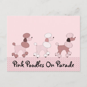 Les Poodles Roses Sur La Carte Postale De Parade