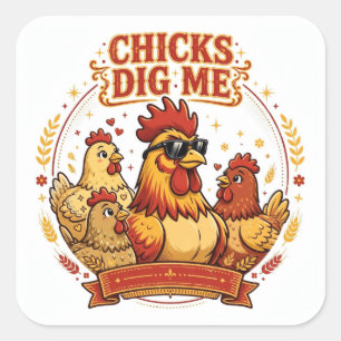 LES POULES M'AIMENT Autocollant de poulet drôle