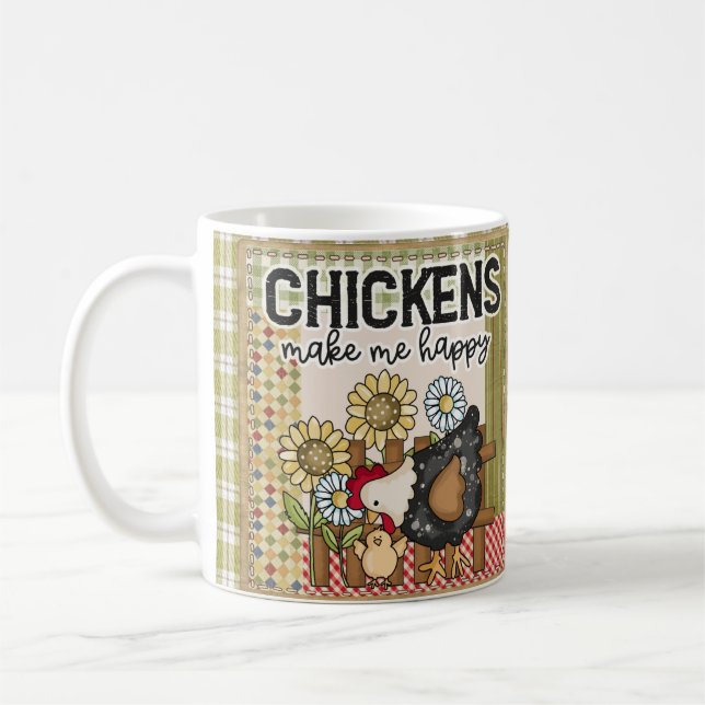 Les poulets me rendent heureux café tasse (Gauche)