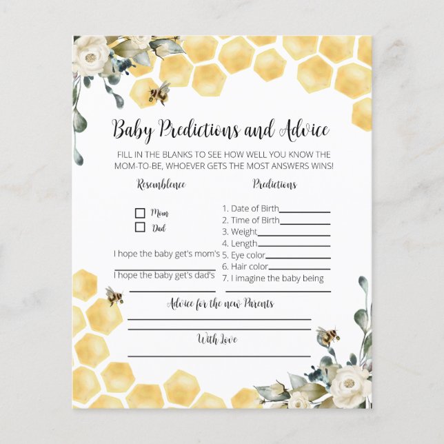 Les prédictions et les conseils de bébé bee jeu de (Devant)