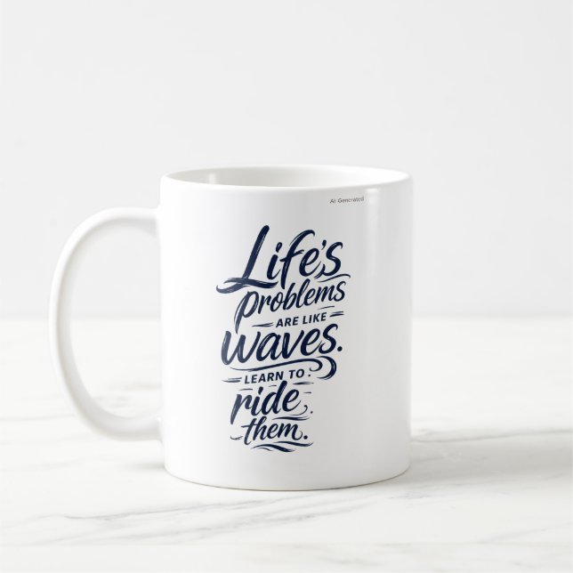 Les problèmes de la vie sont comme des vagues Mug  (Gauche)