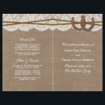 Les programmes de collecte de Mariages Rustic Hors<br><div class="desc">La collection rustique horseshoe est un design étonnant avec un bel arrière - plan rustique effet burlap avec un ensemble romantique vintage effet dentelle blanche finie avec deux horseshoes et ficelles entrelacées de chance. Ces programmes peuvent être personnalisés pour votre occasion spéciale et feraient le modèle parfait pour les mariages...</div>