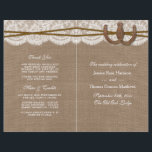 Les programmes de collecte de Mariages Rustic Hors<br><div class="desc">La collection rustique horseshoe est un design étonnant avec un bel arrière - plan rustique effet burlap avec un ensemble romantique vintage effet dentelle blanche finie avec deux horseshoes et ficelles entrelacées de chance. Ces programmes peuvent être personnalisés pour votre occasion spéciale et feraient le modèle parfait pour les mariages...</div>