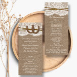 Les programmes de collecte de Mariages Rustic Hors<br><div class="desc">La collection rustique horseshoe est un design étonnant avec un bel arrière - plan rustique effet burlap avec un ensemble romantique vintage effet dentelle blanche finie avec deux horseshoes et ficelles entrelacées de chance. Ces programmes peuvent être personnalisés pour votre occasion spéciale et feraient le modèle parfait pour les mariages...</div>