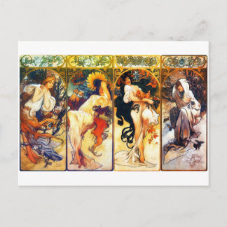 Les Quatre Secondes Saisons de Mucha carte postale