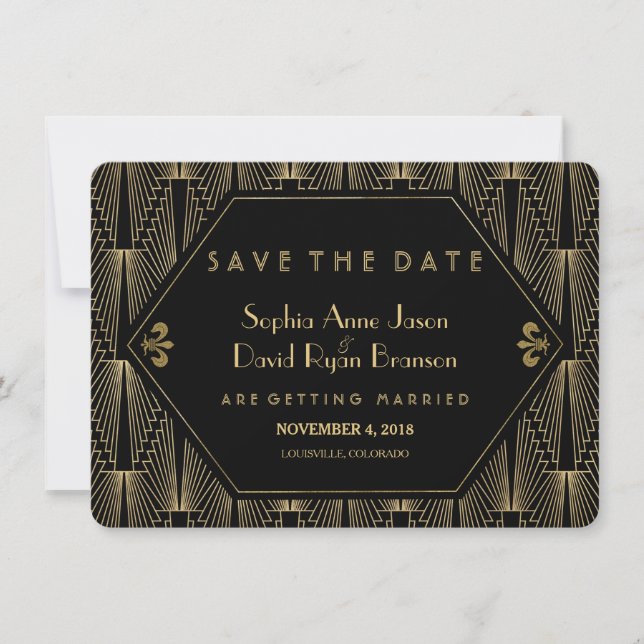 Les Roaring 20s Gatsby Art Déco Save The Date (Devant)