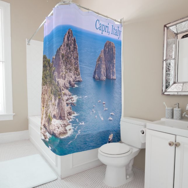 Les rochers Faraglioni de Capri Rideau de douche (En situation)
