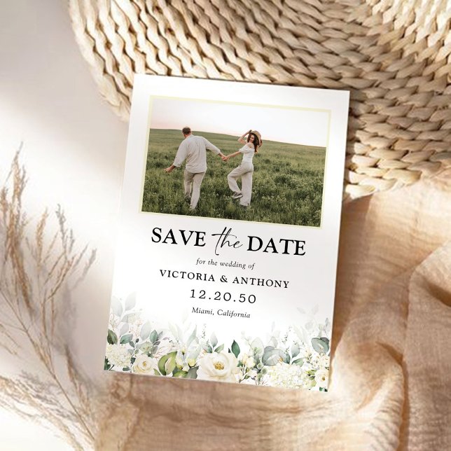 Les Roses Blanches Sauvez La Date Avec La Carte Ph (Créateur téléchargé)