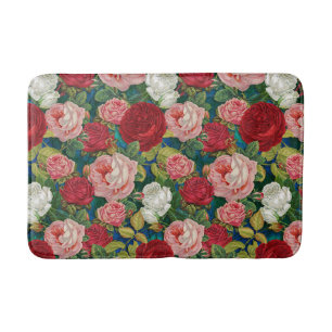 Les Roses de partout sur le tapis de bain Blue Kit