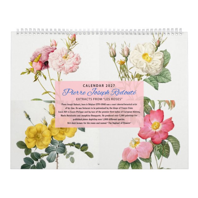 Les Roses - Redouté - Calendrier 2027   (Protection)
