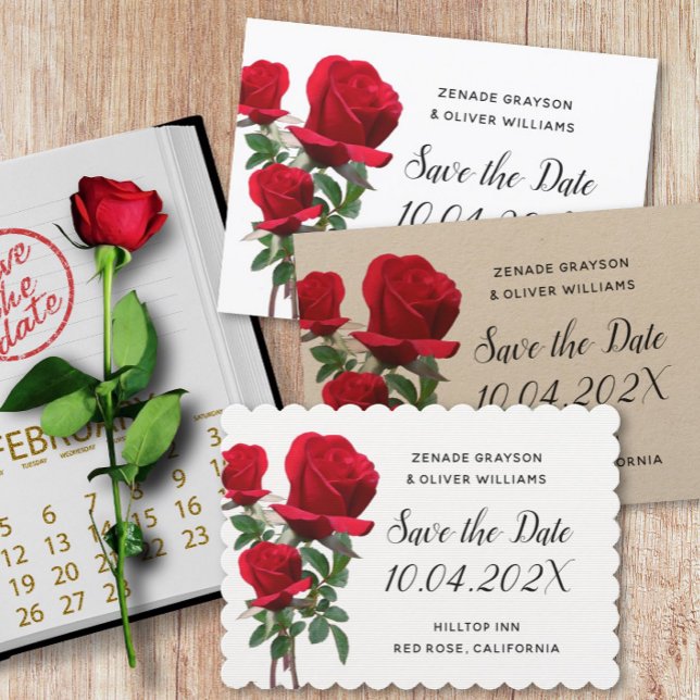 Les roses rouges sauvent le Faire-part de mariage  (Créateur téléchargé)