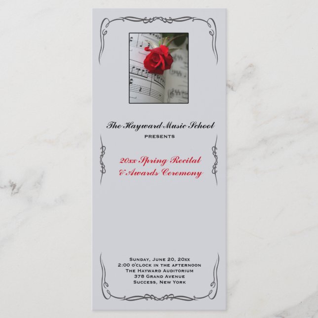 Les roses sont Red Musical Considérant Programme (Devant)