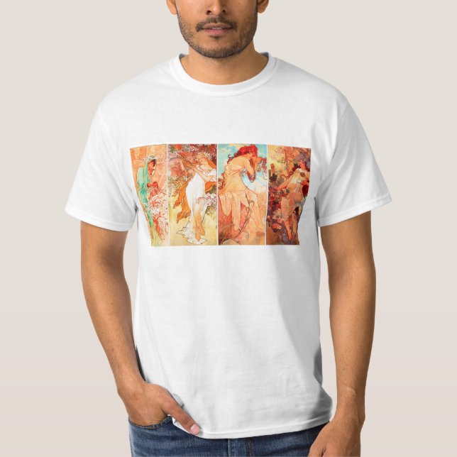 Les saisons par le T-shirt de cru de Mucha (Devant)