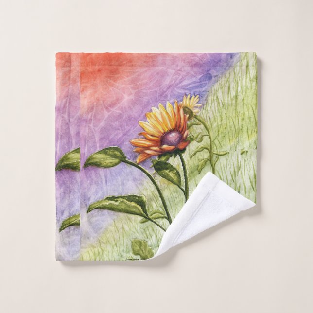 Les secrets de tournesol au coucher du soleil (Gant de toilette)