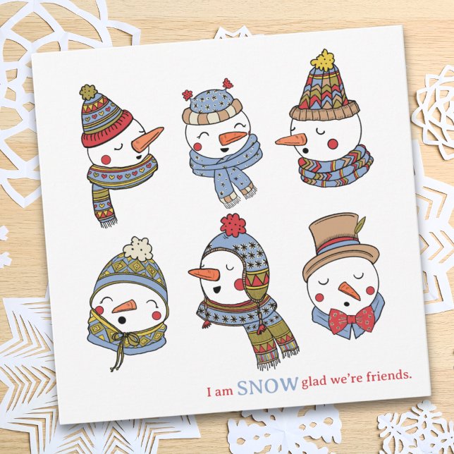 Les Snowmen d'hiver pensent à vous Carte d'amitié (Créateur téléchargé)