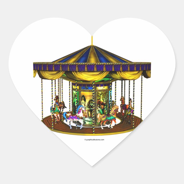 Les Stickers Carrousel D'Or En Forme De Coeur (Devant)