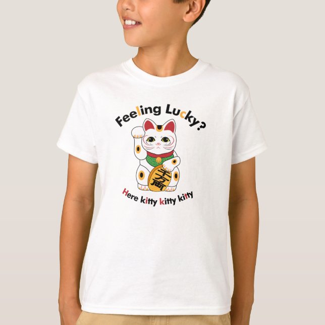 Les T-shirts de l'enfant chanceux de chat (Devant)