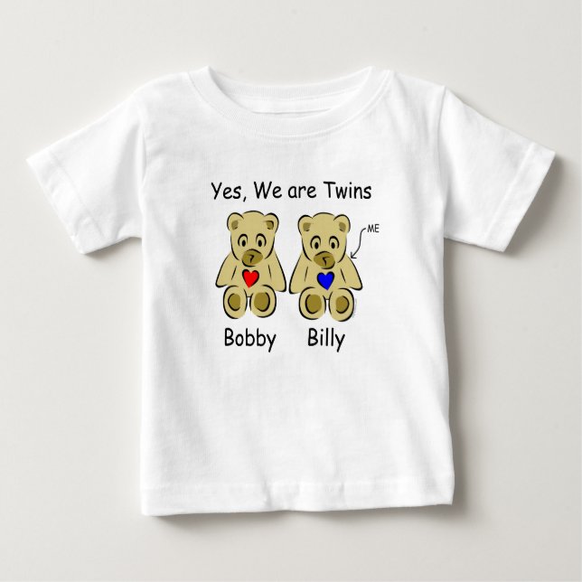 Les T-shirts jumeaux personnalisés d'enfant oui, (Devant)