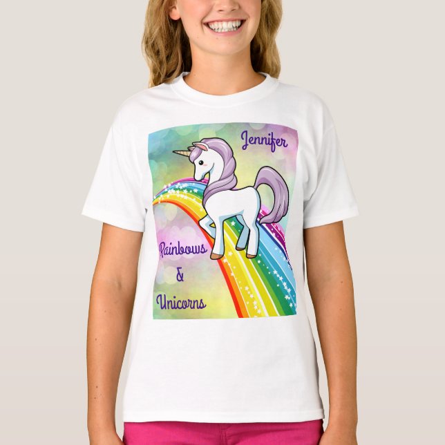 Les T-shirts Rainbow et Unicorn personnalisent la  (Devant)